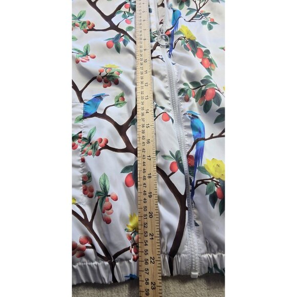 Forever 21 Men’s Windbreaker Jacket Med Multi White Birds of Paradise Print - Picture 4 of 15